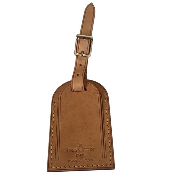 Louis Vuitton Brown Leather and Gold Hardware Luggage Tag Authentic - Picture 1 of 6